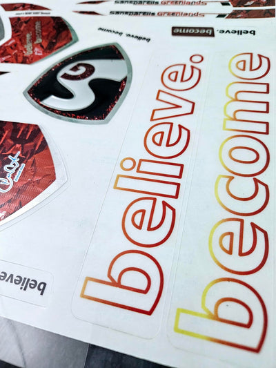 AYN Cricket Bat Sticker | 4D Digital English Willow Fiber Tape | Red