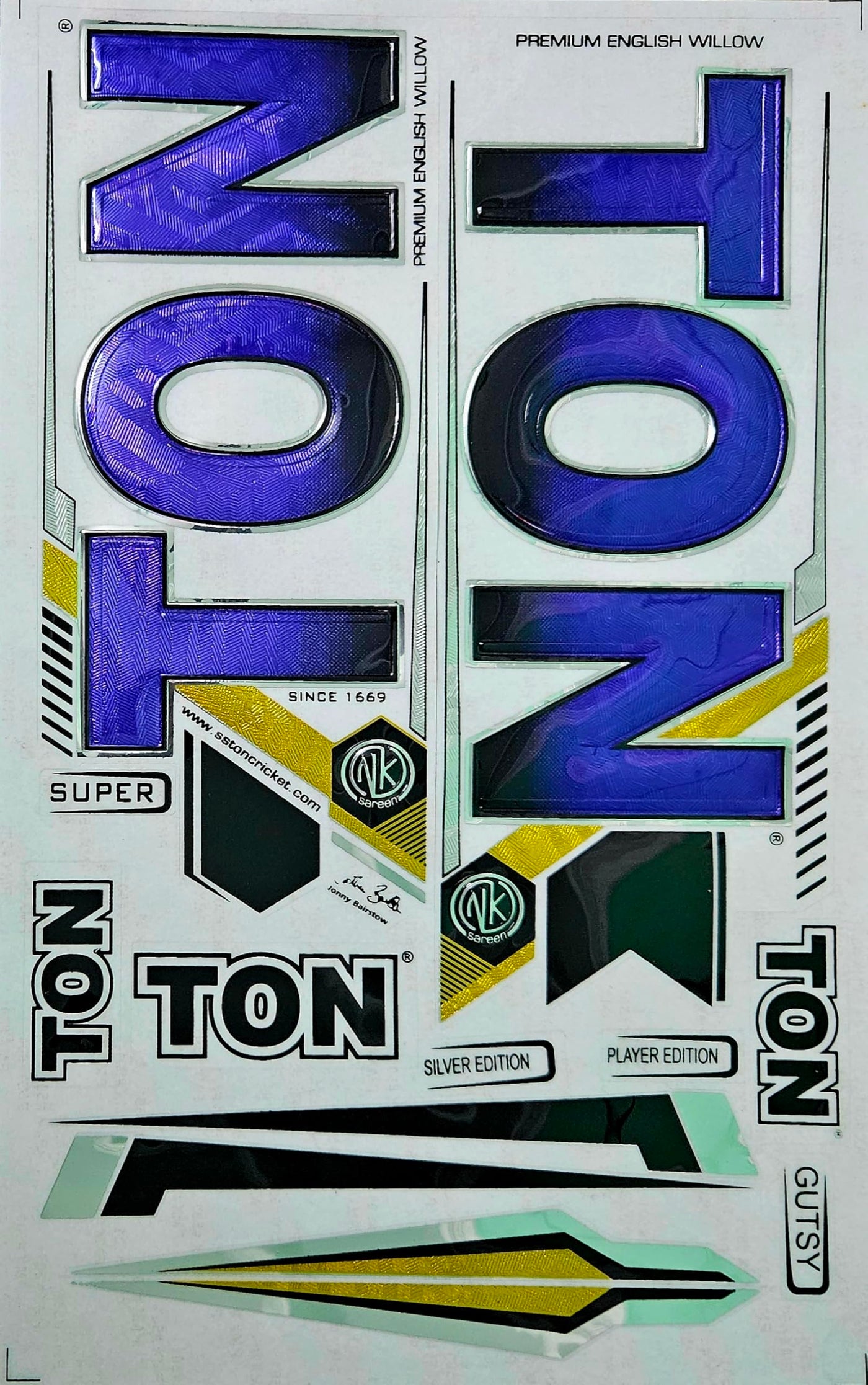 AYN Cricket Bat Sticker | 3D Embossed English Willow Fiber Tape | GUTS Blue