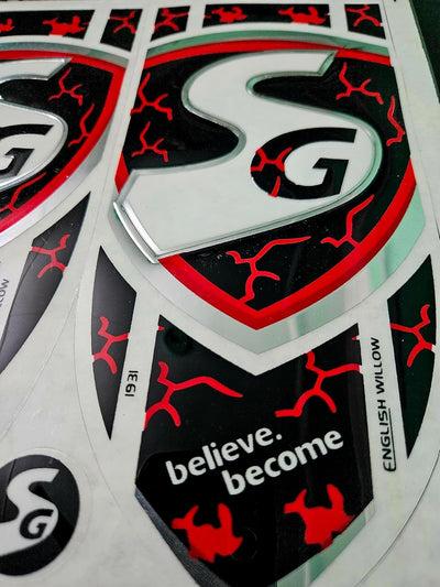 AYN Cricket Bat Sticker 3D Embossed English Willow Fiber Tape Sports Accessories Protection, KLR-1/HP 33/R 17 | Red