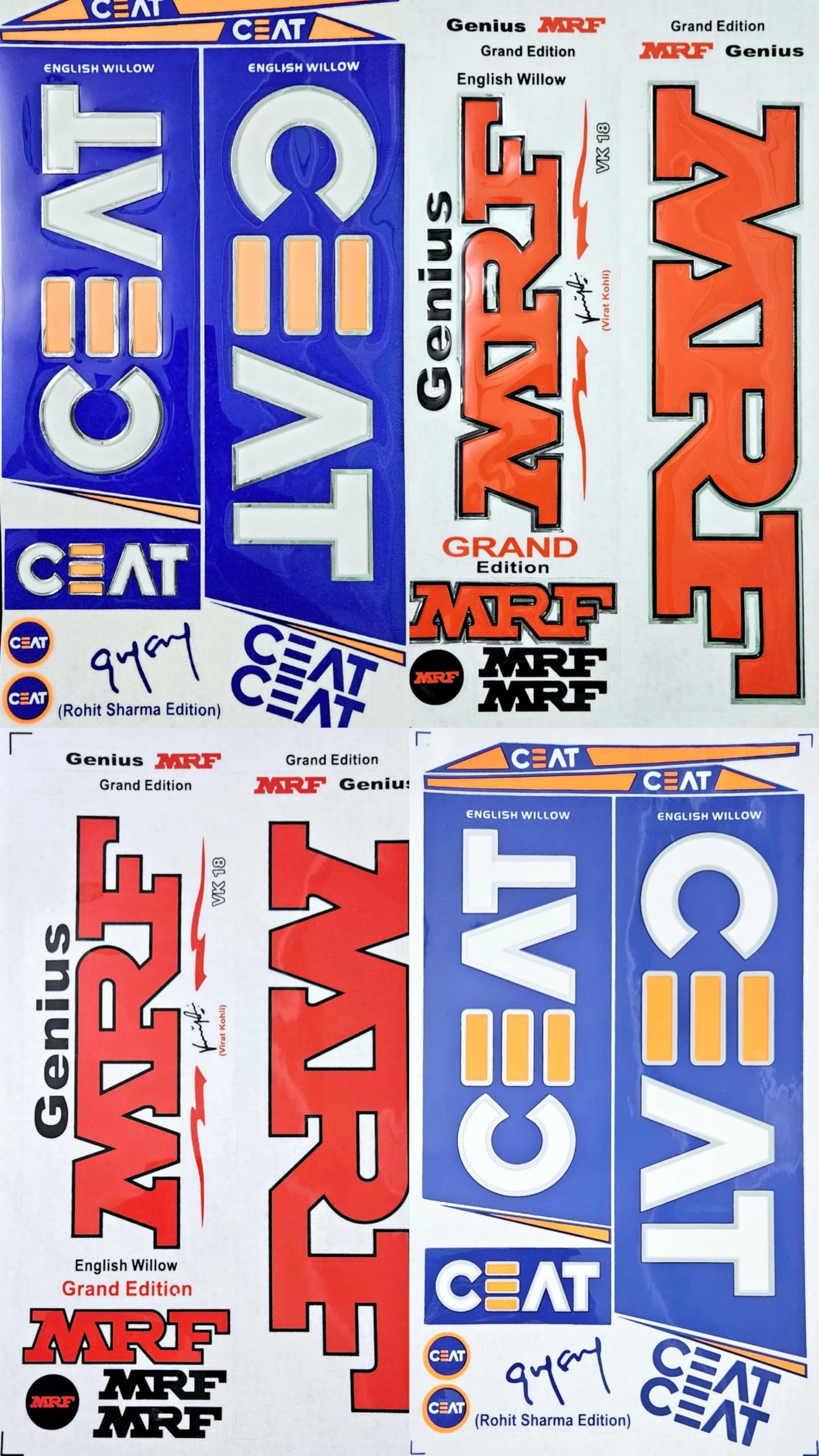 AYN Cricket Bat Sticker | 2D Plain English Willow Fiber Tape | MRF Red