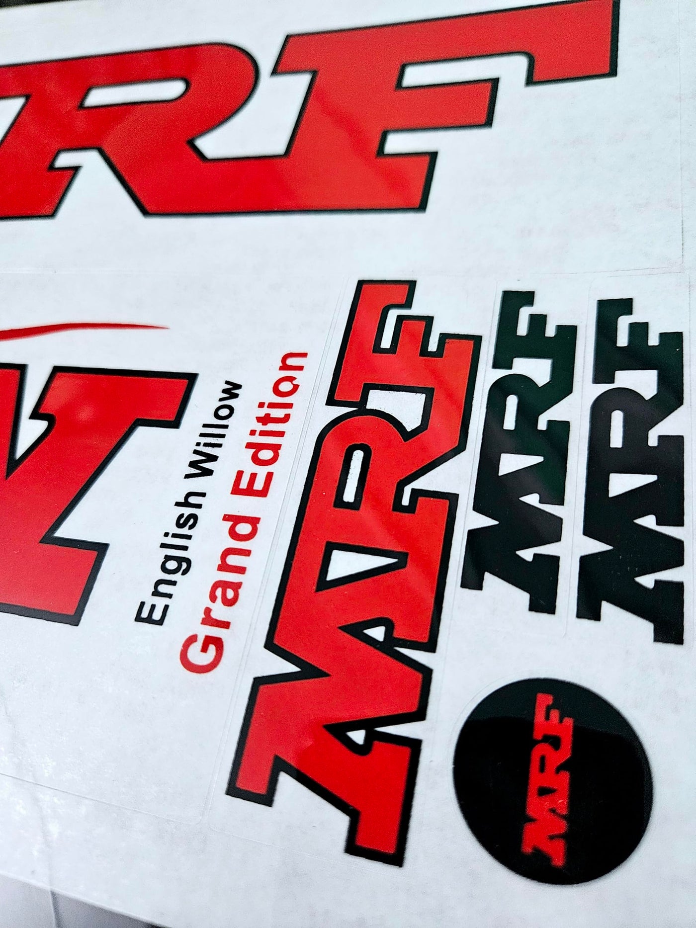 AYN Cricket Bat Sticker | 2D Plain English Willow Fiber Tape | MRF Red