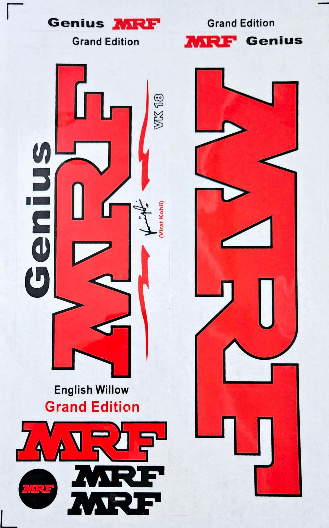 AYN Cricket Bat Sticker | 2D Plain English Willow Fiber Tape | MRF Red