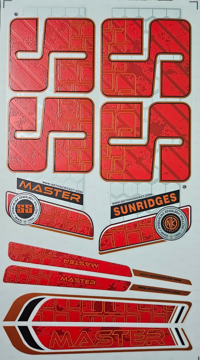 AYN Cricket Bat Sticker 4D Digital Embossed English Willow Fiber Tape Sports Accessories Protection, MSTR Red