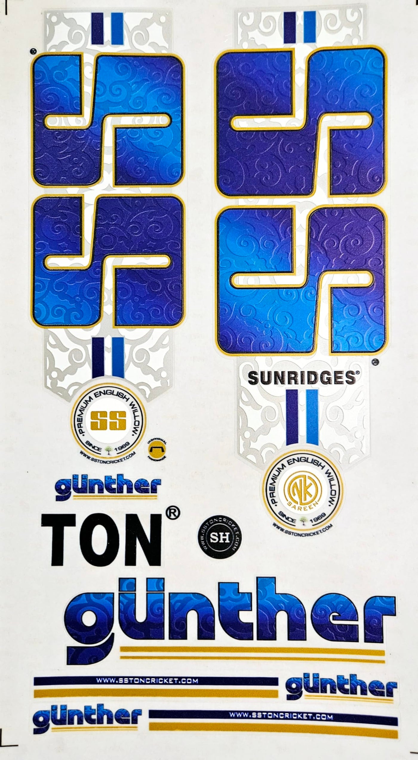 AYN Cricket Bat Sticker 4D Digital Embossed English Willow Fiber Tape Sports Accessories Protection, GTHR Blue