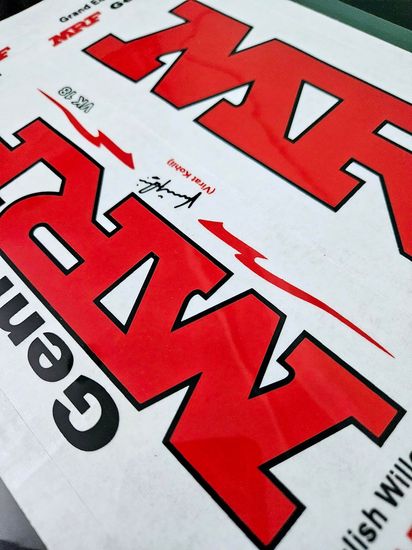 AYN Cricket Bat Sticker | 2D Plain English Willow Fiber Tape | MRF Red