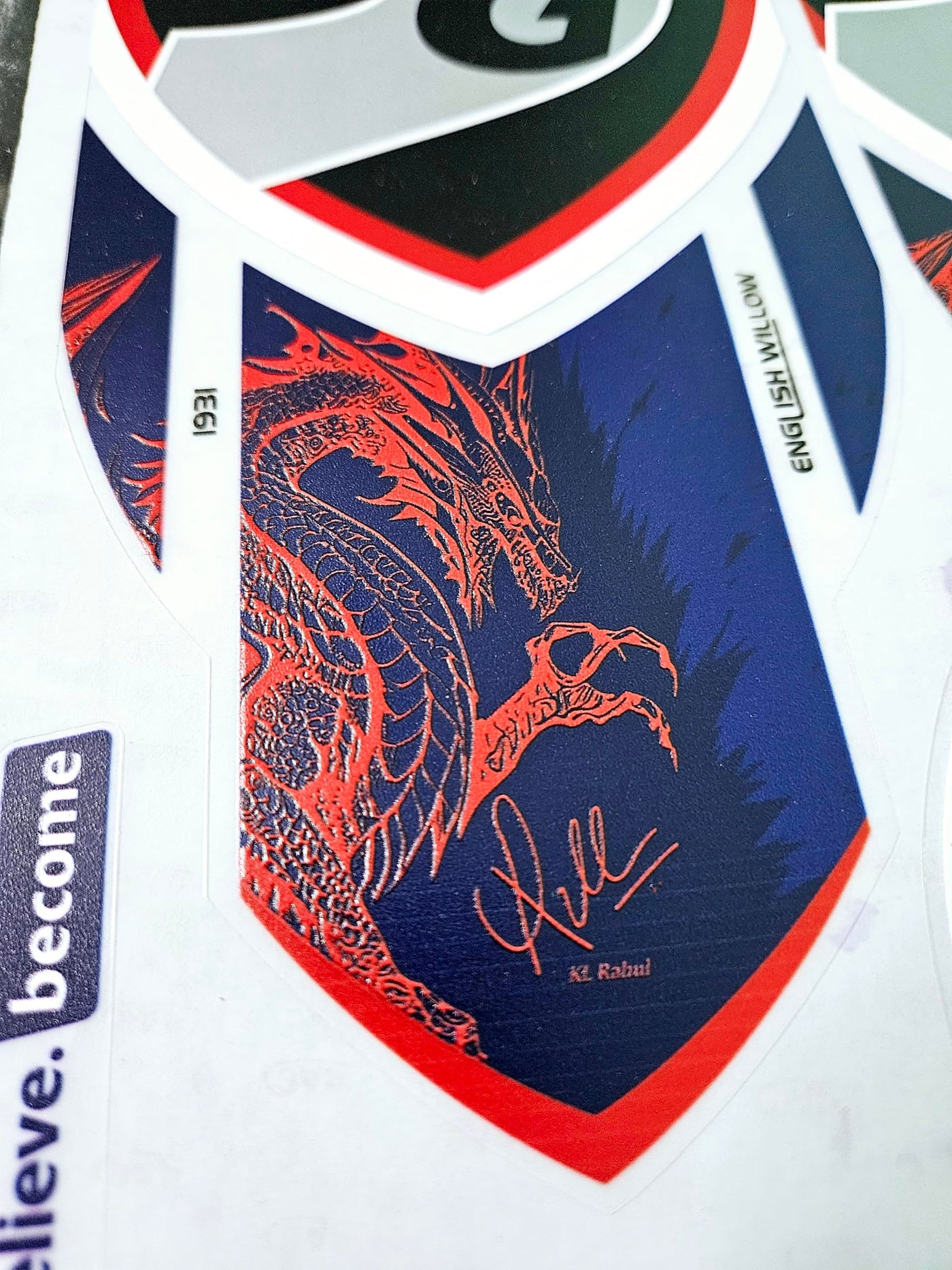 AYN Cricket Bat Sticker 4D Digital Embossed English Willow Fiber Tape Sports Accessories Protection, Dragon Red, 13 Cm