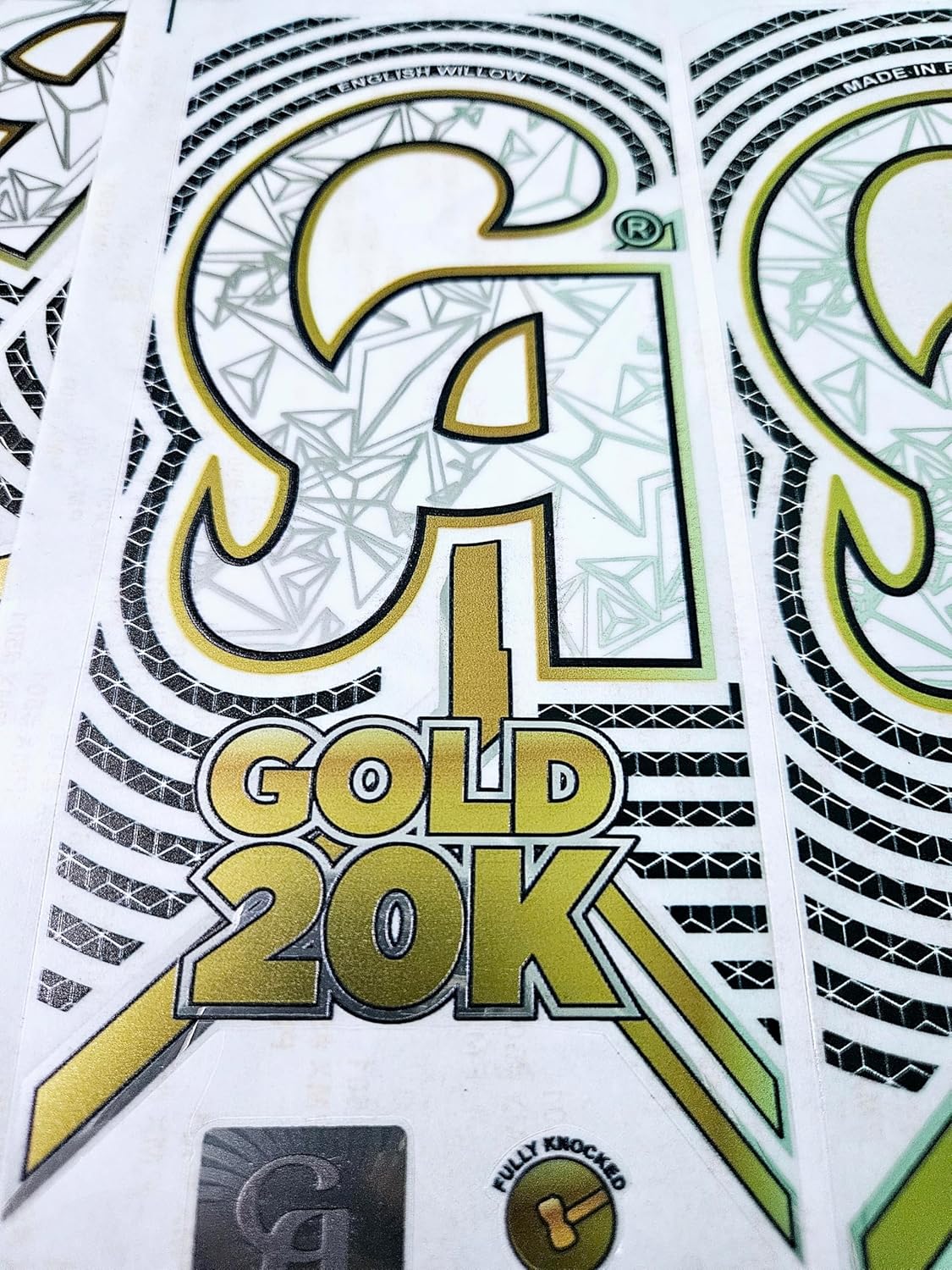 AYN Cricket Bat Sticker 4D Digital Embossed English Willow Fiber Tape Sports Accessories Protection, White 20k