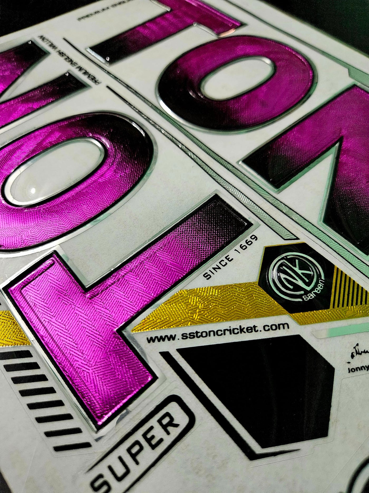 AYN Cricket Bat Sticker | 3D Embossed English Willow Fiber Tape | GUTS Purple