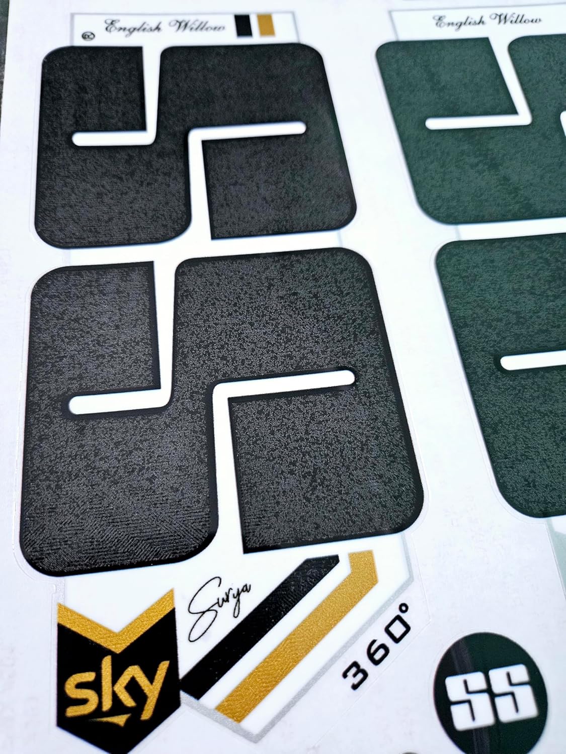 AYN Cricket Bat Sticker 4D Digital Embossed English Willow Fiber Tape Sports Accessories Protection, SKY Black