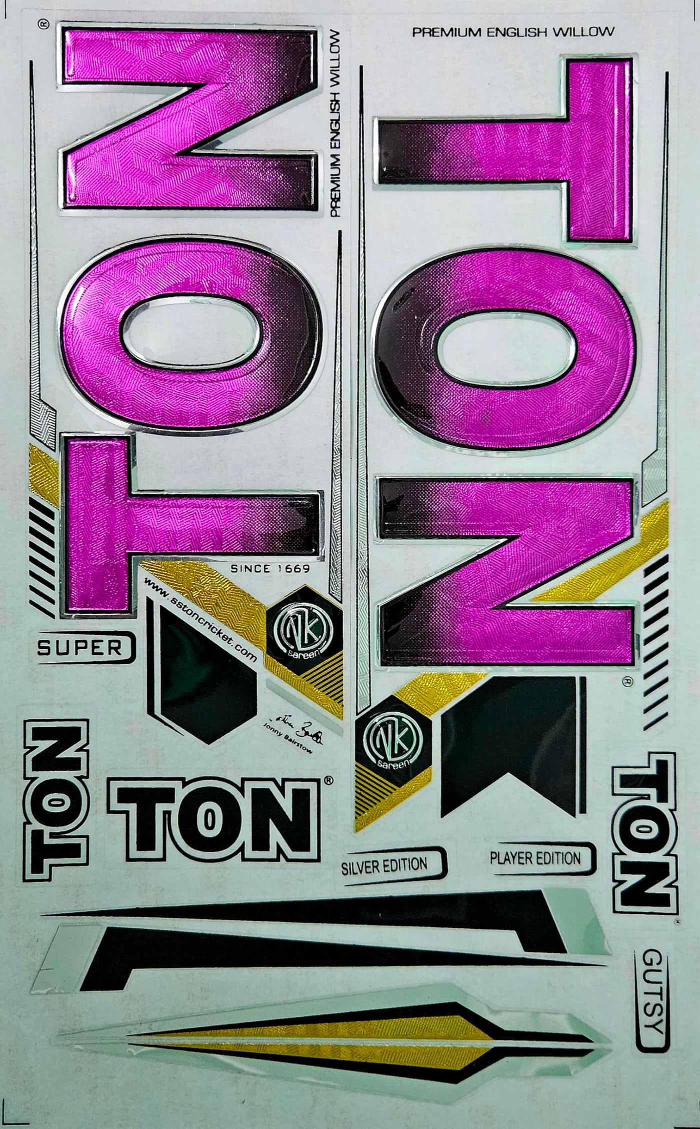 AYN Cricket Bat Sticker | 3D Embossed English Willow Fiber Tape | GUTS Purple