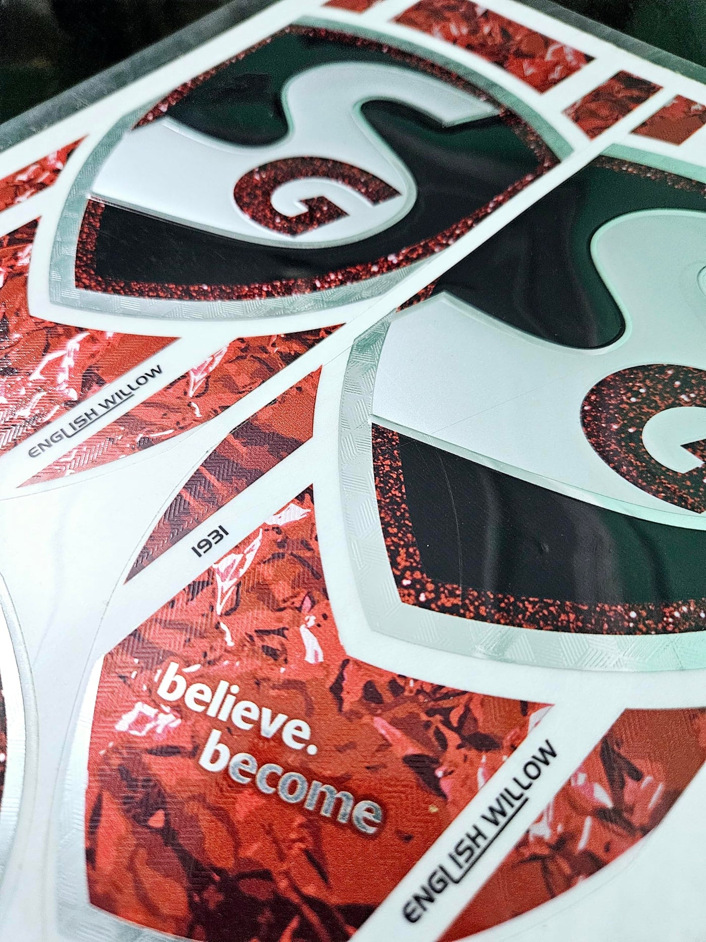 AYN Cricket Bat Sticker | 4D Digital English Willow Fiber Tape | Red