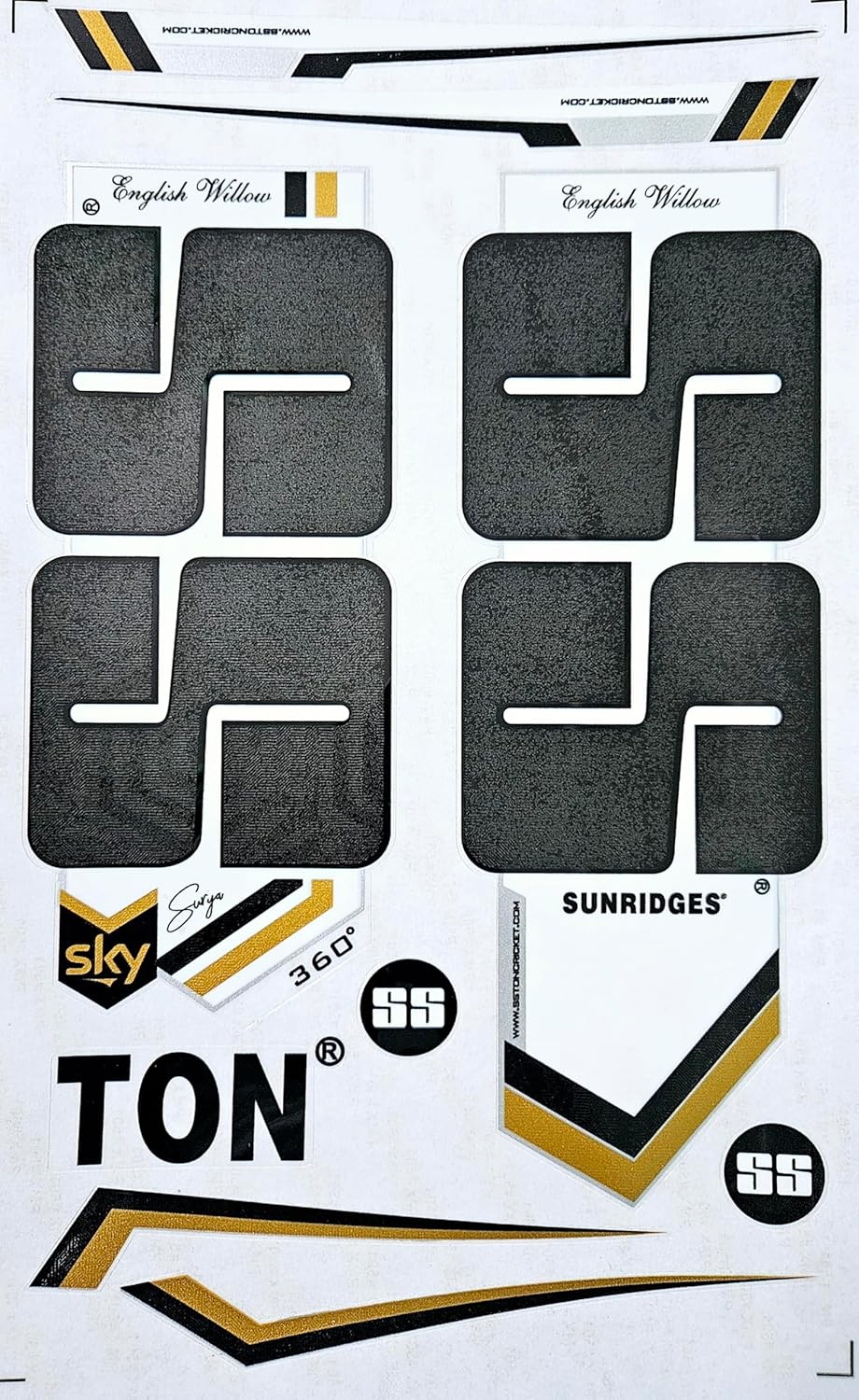 AYN Cricket Bat Sticker 4D Digital Embossed English Willow Fiber Tape Sports Accessories Protection, SKY Black