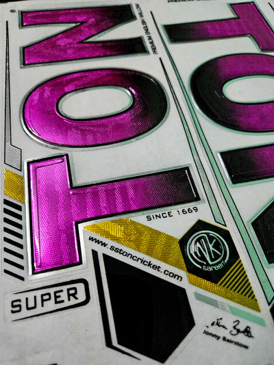 AYN Cricket Bat Sticker | 3D Embossed English Willow Fiber Tape | GUTS Purple