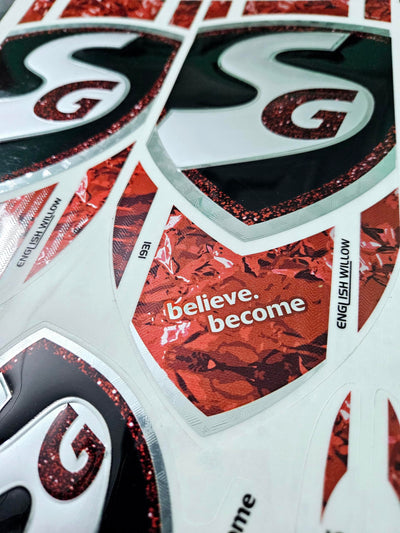 AYN Cricket Bat Sticker | 4D Digital English Willow Fiber Tape | Red