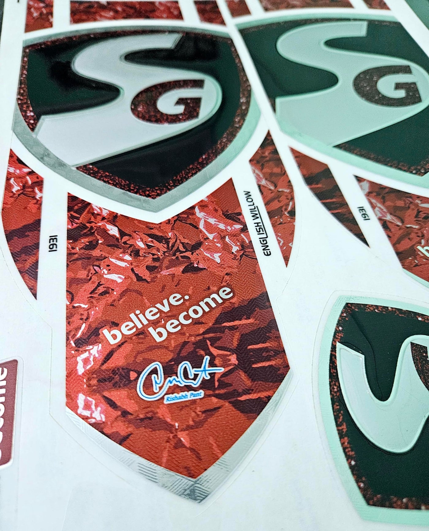 AYN Cricket Bat Sticker | 4D Digital English Willow Fiber Tape | Red