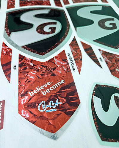 AYN Cricket Bat Sticker | 4D Digital English Willow Fiber Tape | Red