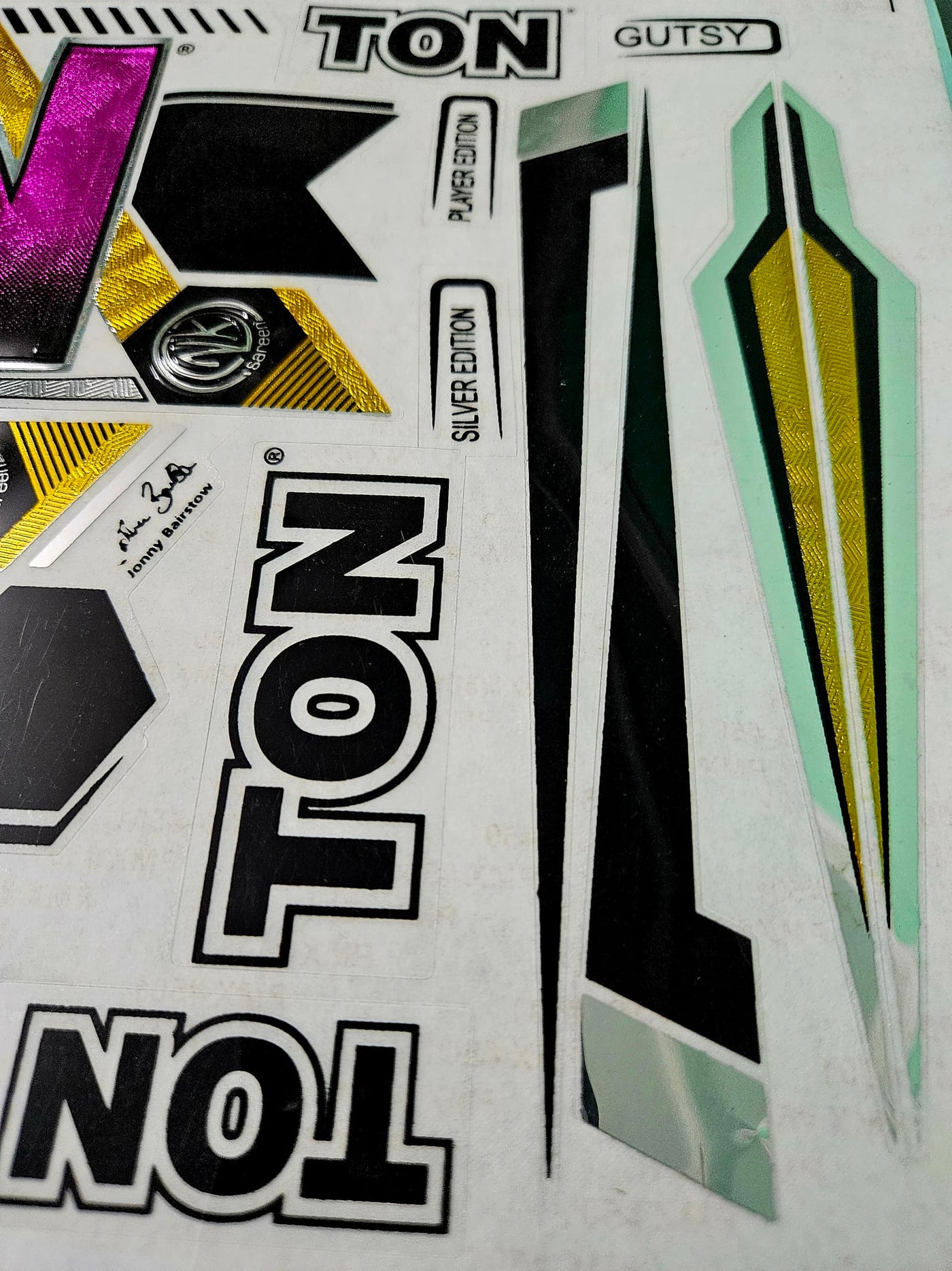 AYN Cricket Bat Sticker | 3D Embossed English Willow Fiber Tape | GUTS Purple