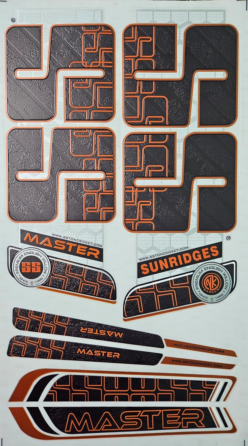 AYN Cricket Bat Sticker 4D Digital Embossed English Willow Fiber Tape Sports Accessories Protection, MASTER Black